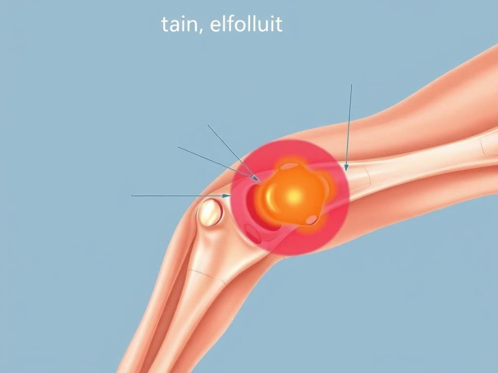 Ilustrasi tendinitis pada siku dengan area peradangan yang ditandai Ilustrasi tendinitis pada siku dengan area peradangan yang ditandai
